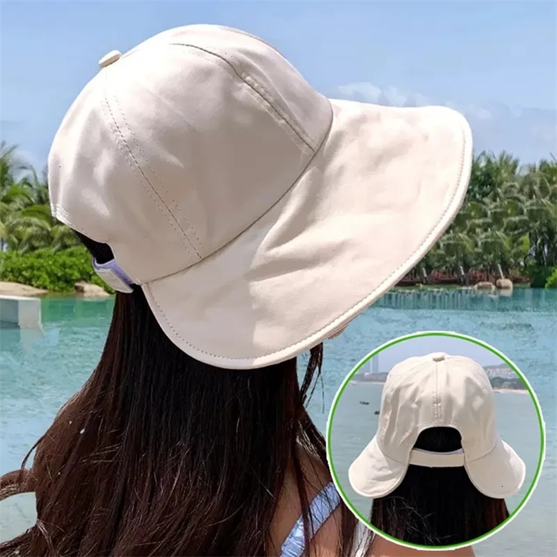 Wide Brim Hats Bucket Summer Fisherman Hat for Women Foldable Sunshade Visors Cap Adjustable Outdoor Panama 230927