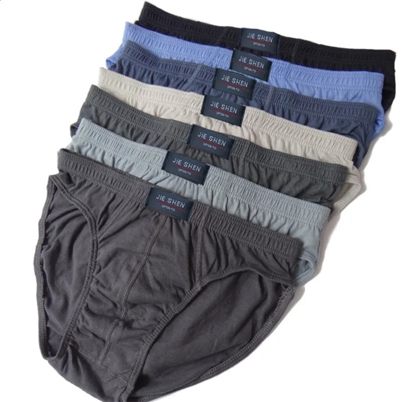 100% Cotton Briefs Mens Comfortable Underpants Man Underwear M/L/XL/2XL/3XL/4XL/5XL 5pcs/Lot Free Drop 250403bj