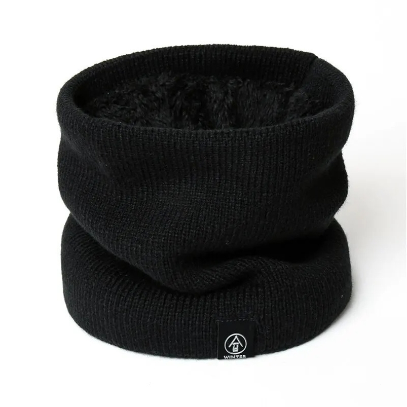 Winter Warm Knitted Ring Scarf For Women Men Plush Full Mask Tutdoor Cashmere Solid Snood Neck Scarves Thick Bufanda Muffler 240626