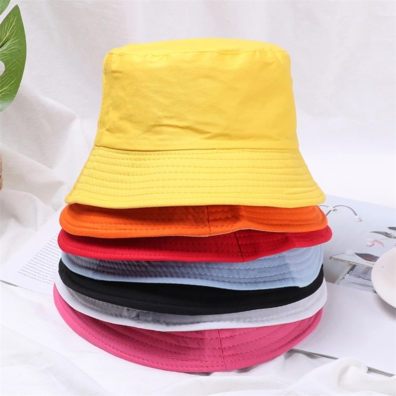 Cotton Summer Foldable Bucket Hat Unisex Women Outdoor Sunscreen Hat Pure Color Fishing Hunting Cap Men Basin Chapeau Beach Cap 250115