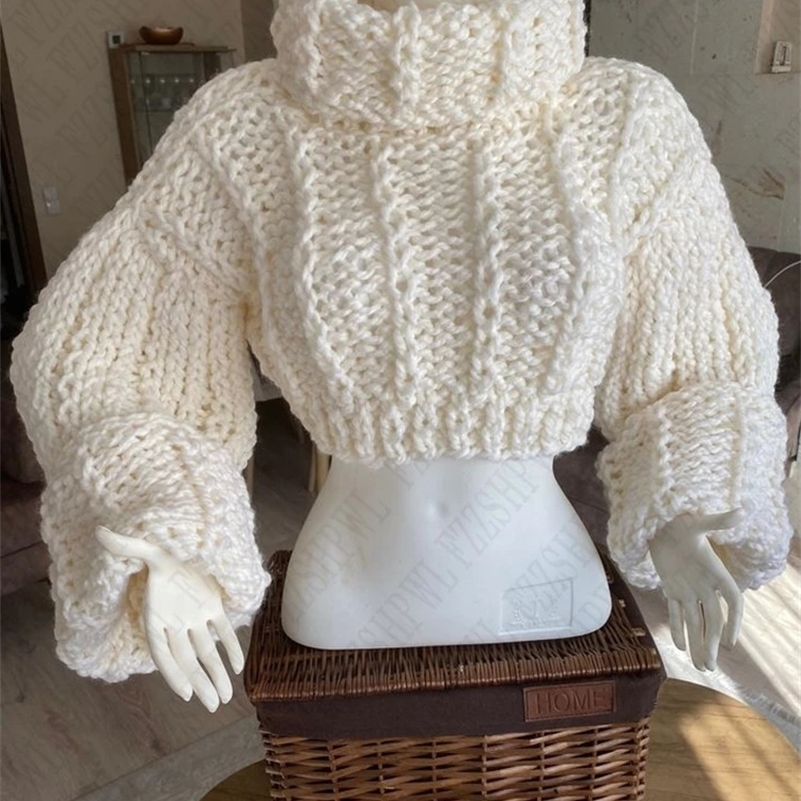 Solid color Retro knit turtleneck pullover aesthetic emo harajuku fall winter chic crop sweater Y2K casual women streetwear 241223