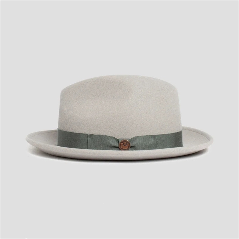 Wool Fedora hat with bow ladies elegant Fedora wide brown jazz felt hat vintage bucket Panama autumn and winter hat NZ357 241108bj
