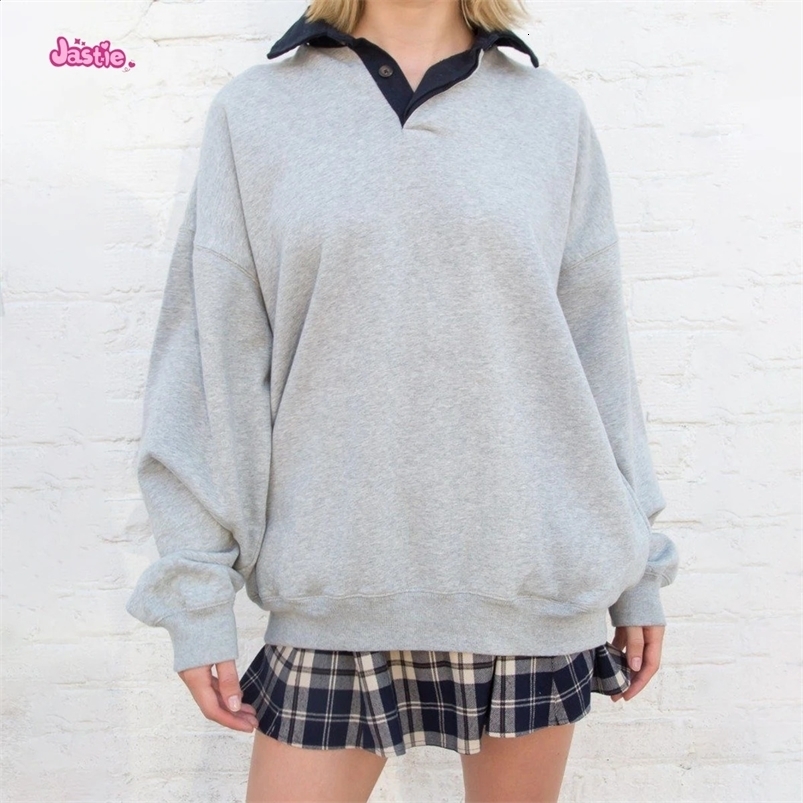 Fashion Patchwork Cotton Sweatshirt Women Autumn Winter Turn Down Collar Long Sleeve Y2k Tops Simple Casual Oversize Hoodie 240819