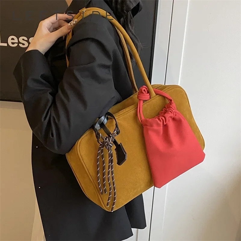 LEFTSIDE NUBUCK Shoulder Bags Lady Tote Bag for Women 2024 Winter Trend Y2K Korean Fashion Handbags and Purses 250206