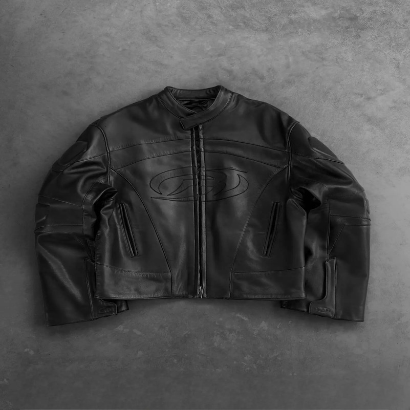 Autumn and Winter Baseball Collar Jacket Loose Black Embroidery Zip Up Jacket for Men Bomber Leather Jackets Coat 241231