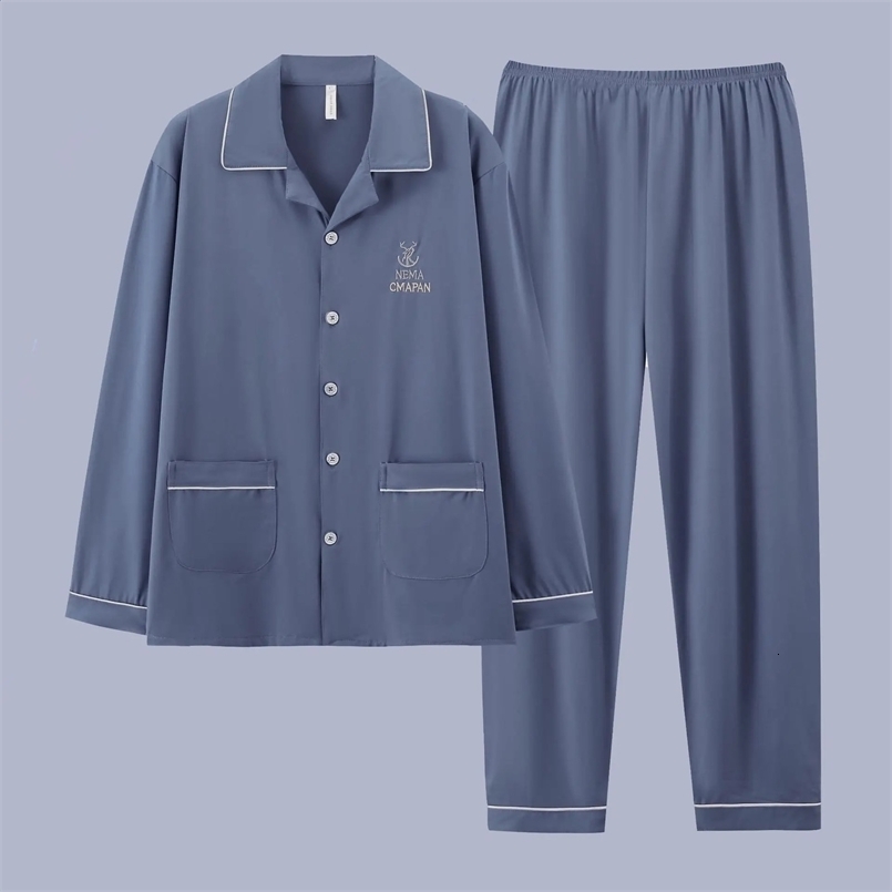 Spring And Autumn Mens Pajamas Set Boys Long-Sleeved Pajamas Summer Boys Homewear Mens Plus Size Homewear Set 240828