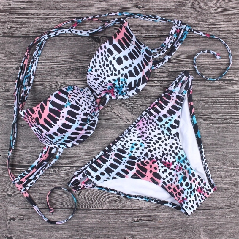 Sexy Bikini Swimsuit Women Lettuce Floral Bathing Suit Swimwear Push Up Padded Beach Wear Swimming Suit Bikini 250425