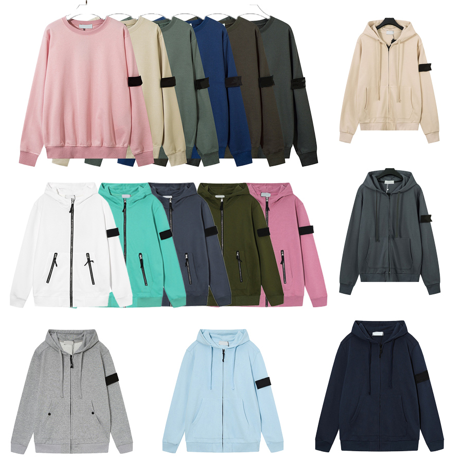 Badge Patch Hoodie Crew Neck Sweatshirt Men Women Zip Up Hooded Jacket High Street Long Sleeve Casual Tops S-XXL