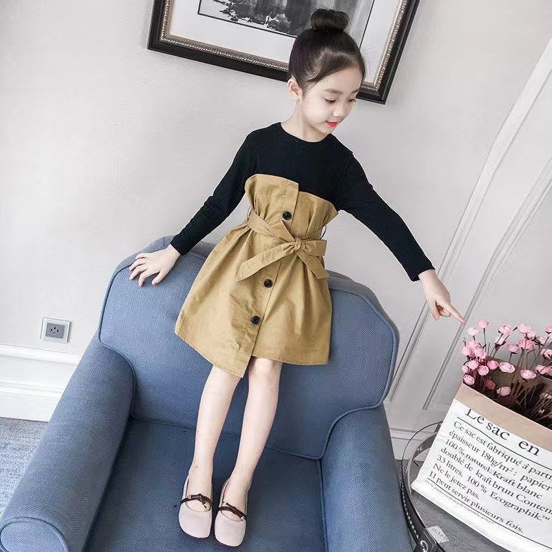 D371 Girls dress autumn new children&#039;s stylish fashionable skirt girl trendy brand high-end gray vest skirt-image-1076426611