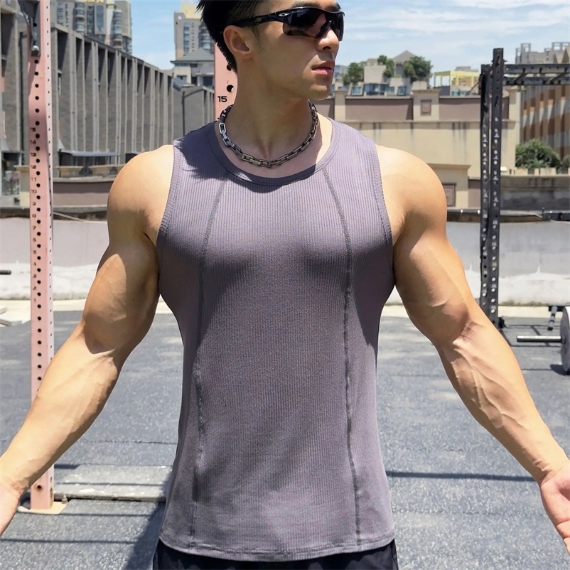 2024 Summer Men Vest Gym Tank top Men Fitness sleeveless shirt Male Casual Sports Bodysuit Undershirt Bodybuilding clothing250514bj
