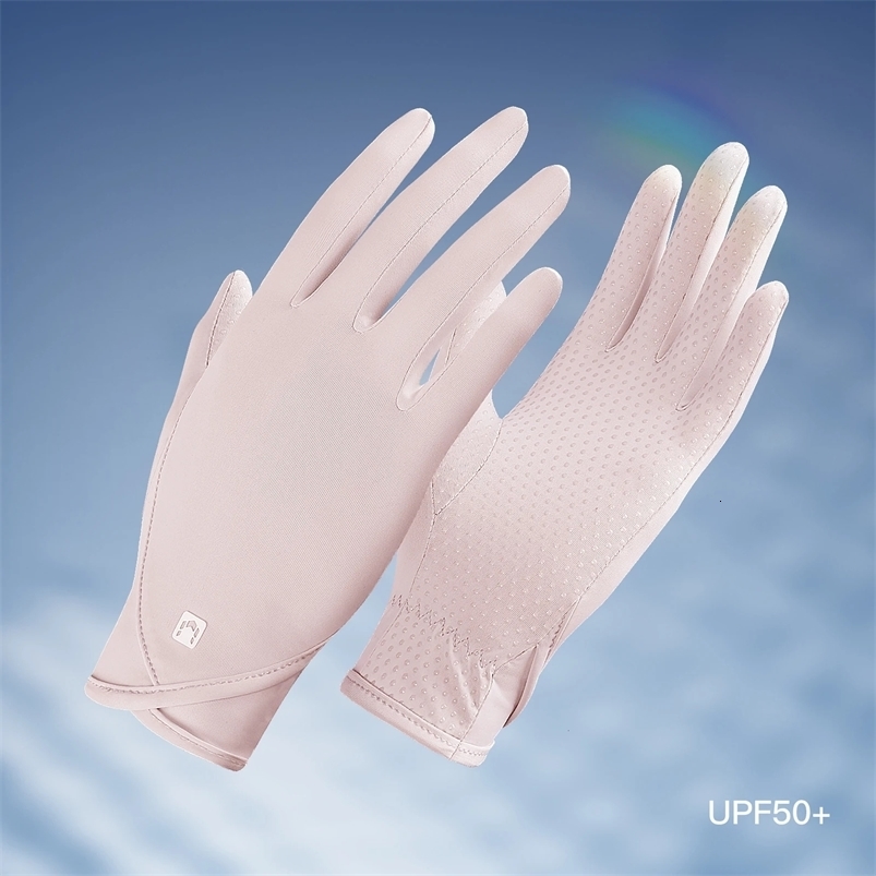 Womens summer silk lightweight breathable touch screen gloves for quick drying sun protection anti slip UPF50UV resistant gloves for driving bicycle