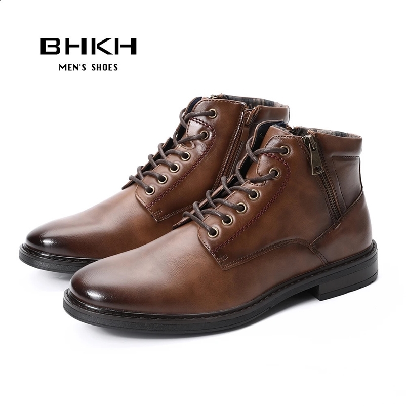 BHKH 2024 Autumn/Winter Mens Boots Zipper Lace Ankle Boots Intelligent Business Office Clothing Mens Shoes 240731bj