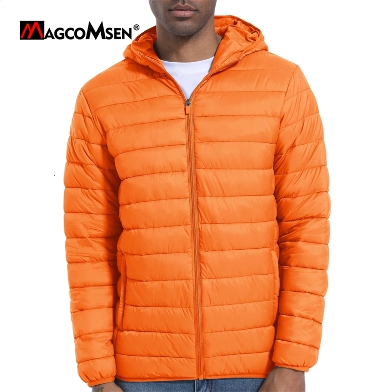 MAGCOMSEN Mens Lightweight Jackets with Hood Full Zip Water-Resistant Casual Down Jackets Quilted Lined Winter Thermal Coats 240826