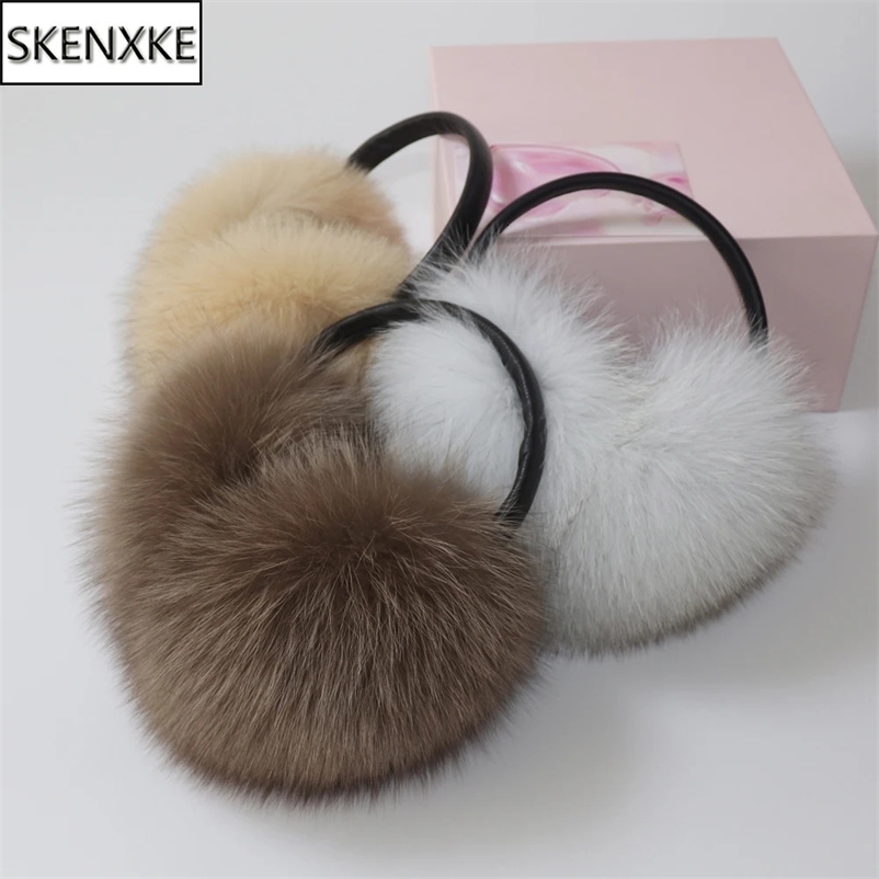 2024 Winter Women Real Fox Fur Earmuffs Natural Warm Fox Fur Earmuff Cute Oversized Fluffy Genuine Fox Fur Earmuffs 241223bj