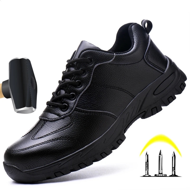 PU Leather Men Safety Shoes Anti-smash Anti-puncture Work Shoes waterproof Lightweight Work Sneakers Indestructible Shoes Boots 250120