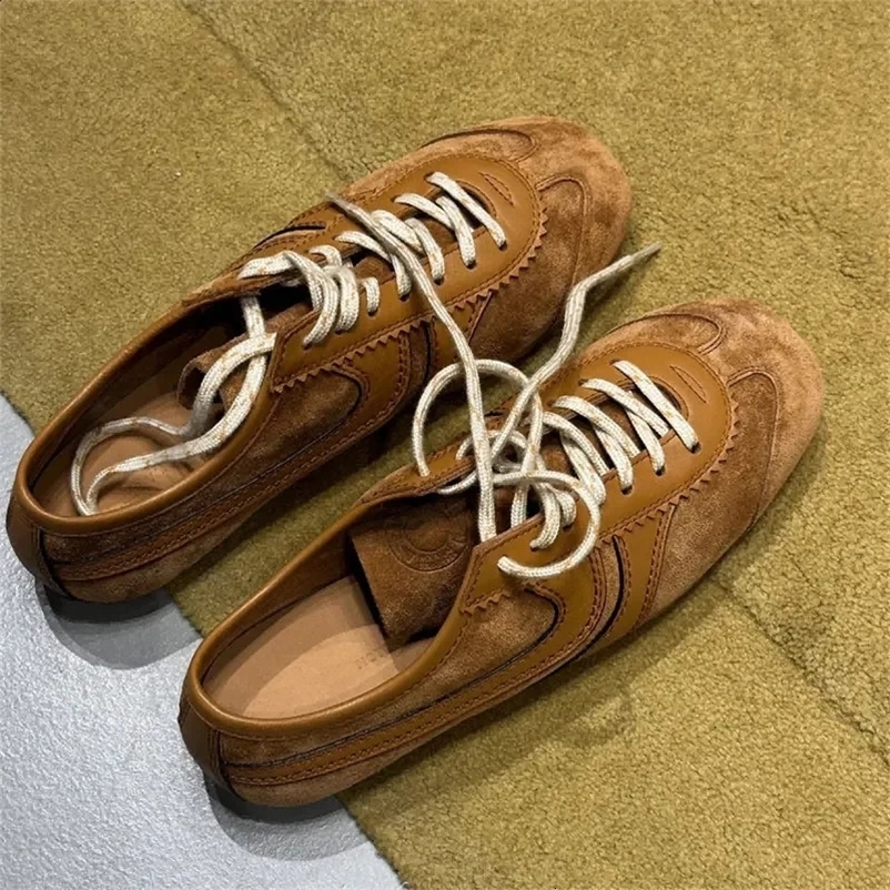 Forrest Gump Shoes Women 2025 four-season genuine leather womens sneakers flat casual retro German training shoes 250328
