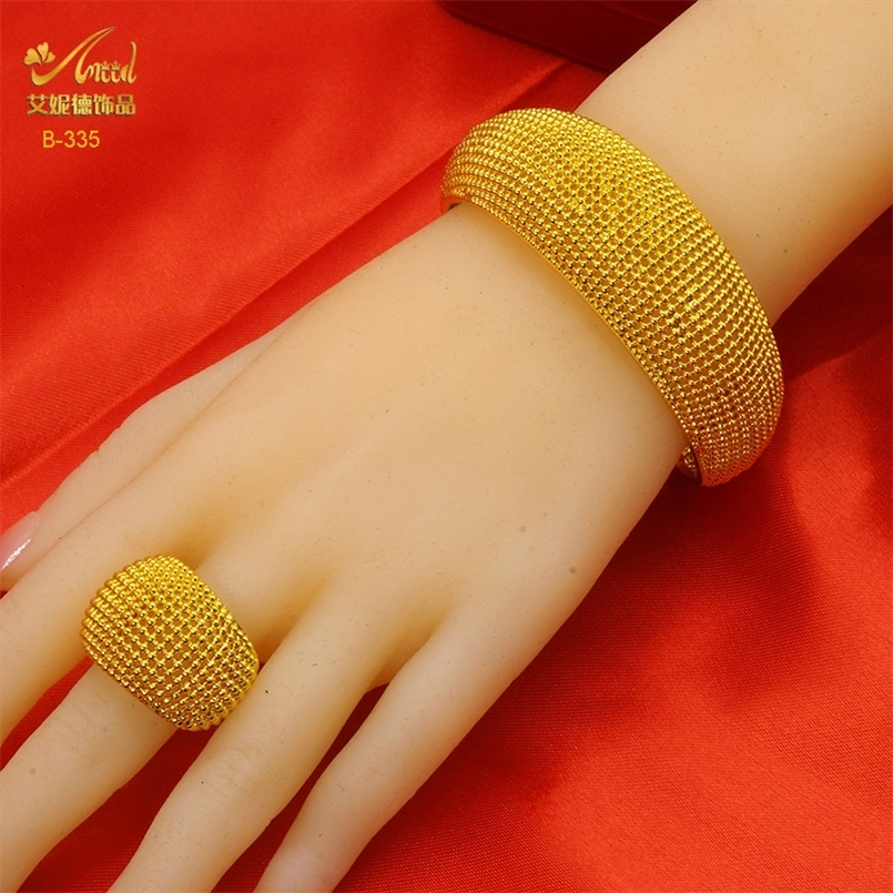 Charm Bracelets ANIID African Cuff Bangles With Rings Wedding Banquet Gifts Hawaiian Indian Women Adjustable Gold Plated Bangle Wholesale 230511