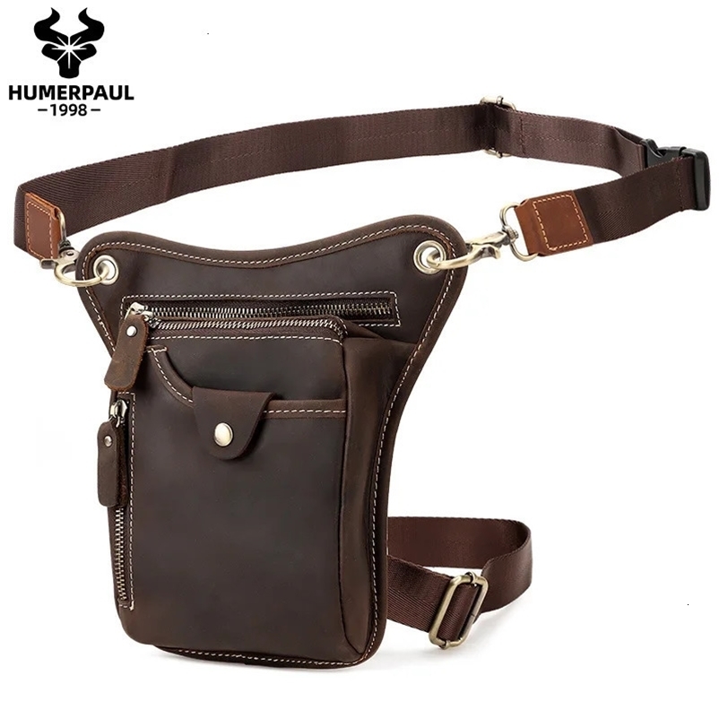 Humerpaul Durable Motorcycle Straight Waist Bag Mens Mobile Wallet Leather Shoulder Messenger Bag Fanny Pack Travel 241023bj