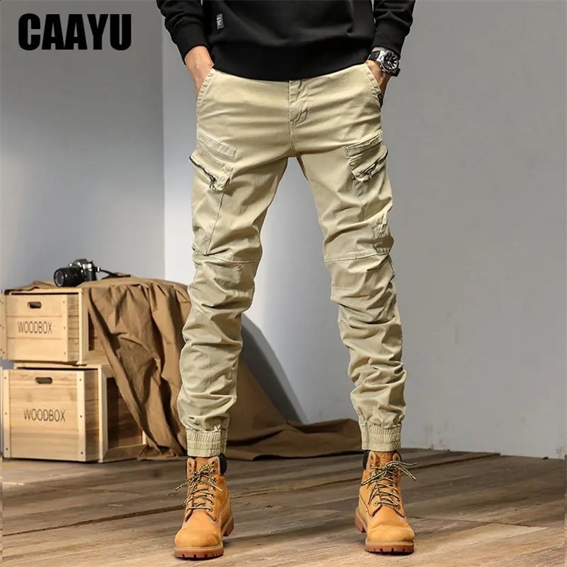 CAAYU Joggers Cargo Pants Men Casual Hiphop Multi-Pocket Male Trousers Sweatpants Streetwear Techwear Tactical Track Khaki Pants 240820