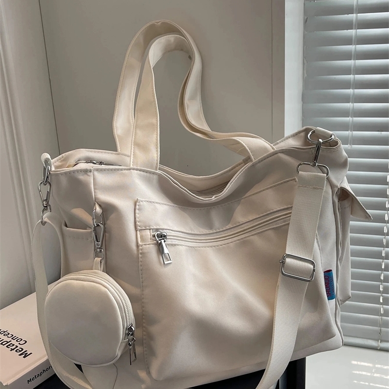 Large Capacity Unisex Tote Bag With Coin Purse College Style Middle School Student Schoolbag Casual Bag Crossbody Shoulder Bag 250422