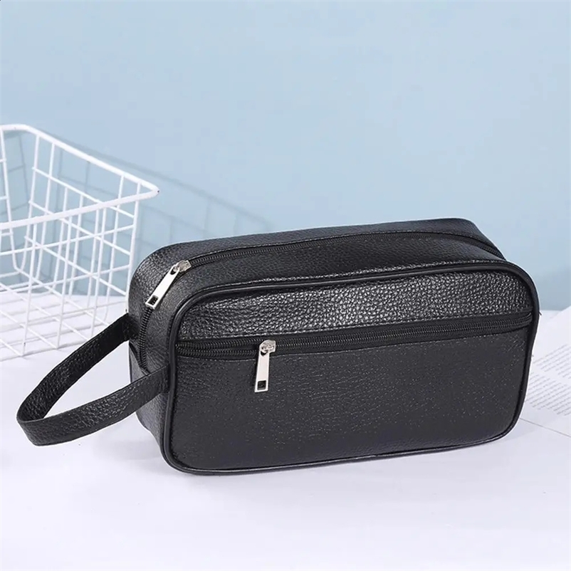 Mens Fashion Wrist Bag Creative PU Leather Mobile Phone Wrist Bag Pure Color Small Handbag 240812bj