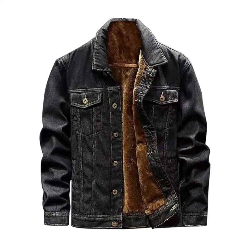Winter Male Denim Jackets Thick Outerwear Coats 2024 Mens Warm Fleece Denim Jacket Solid Casual Fashion Mens Coat Denim Jacket 240815