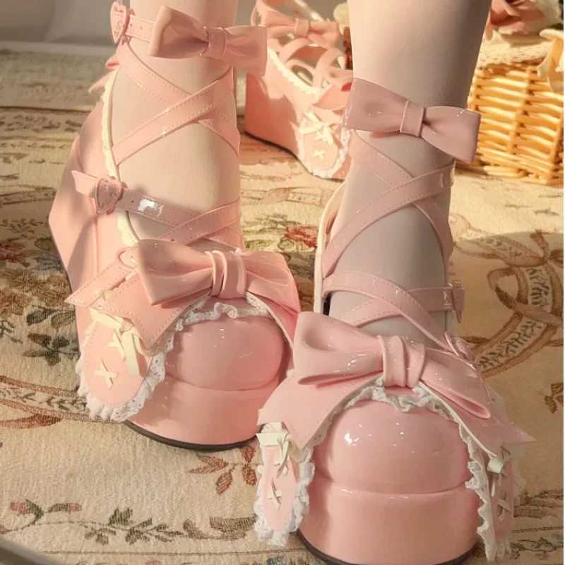 Sweet Girls Lolita Cute Rabbit Ears Platform Shoes with Bowknot Alice Flat Elevator Mary Janes 2025 Spring Autumn Z250923