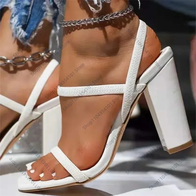 Summer Plus Size 43 WomenS Sandals Woman Solid Color High Heel Shoes Thick Heel Open Toe Female Sandals Fashion Slippers 250213