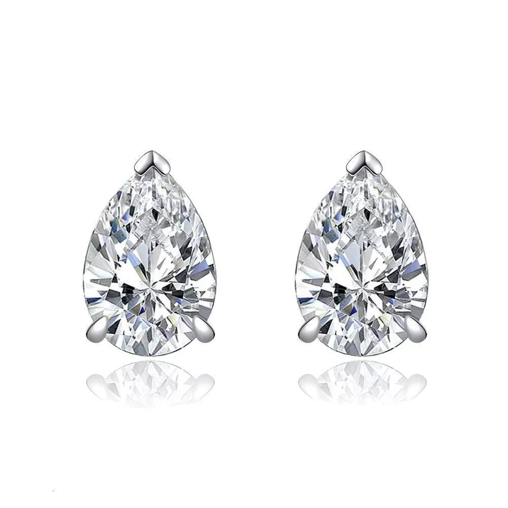Fine Jewelry Water Drop Shape S925 Sterling Silver 1ct Pear Cut D VVS1 Moissanite Stud Earring Wedding Engagement for Women