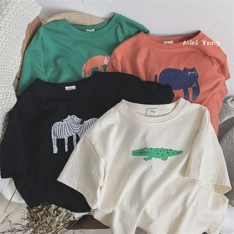Boutique Childrens Wear Cartoon Tees Kids Clothing Summer T-shirt Korean Style Loose Tops T Shirts Crew-neck Girls Short Sleeve 250207