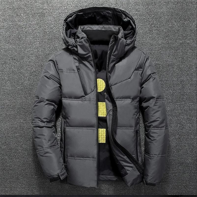 white duck down jacket mens winter warm solid color hooded sweatshirt thick duck down Parka mens down jacket winter outdoor jacket 241125bj