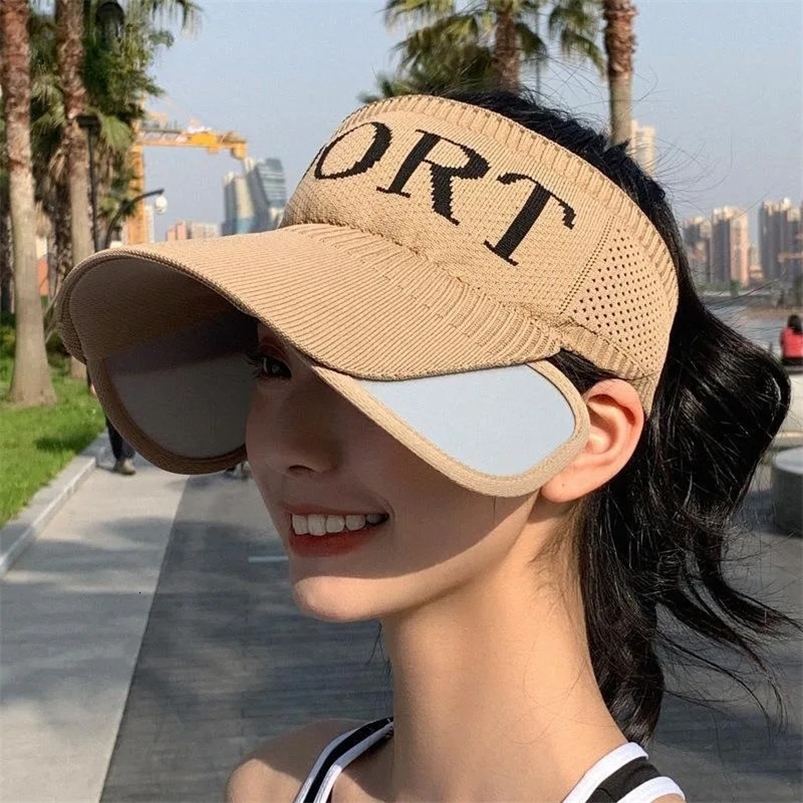 Selling Cap Sunblock Sports Hat Womens Summer Sunblock Large Brimmed Empty Top Retractable Sun Fashion Outdoor M14 240711
