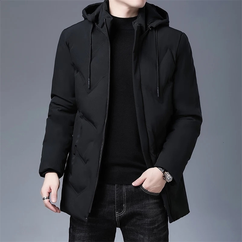 Wellsome Mens Clothing Top Quality Hooded Casual Fashion Long Thicken Outwear Parkas Jackets Winter Windbreaker Coats 240830