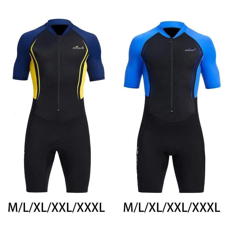 Mens Shorty Wetsuit 1.5mm Sun Protective One Piece Full Body Diving Suit Swimming pool Scuba Diving Snorkeling Suit 240507