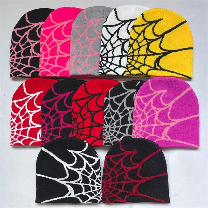 Beanie Skull Caps 2023 Knitted Beanies Hat Cartoon Spider Embroide Hats Bonnet Cap soft Woolen for Women Y2k 231025bj