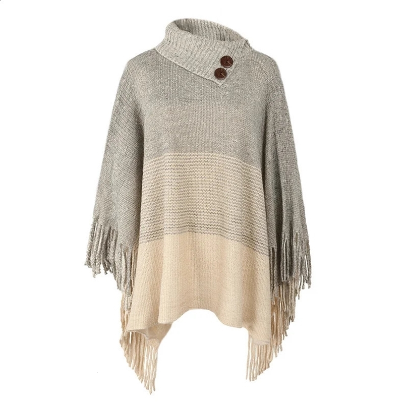 Plus Size Poncho For Women Spring Autumn Fashion Tassel Pullover Capes Female Loose Casual Knit Cloak Shawl Sweater 241105