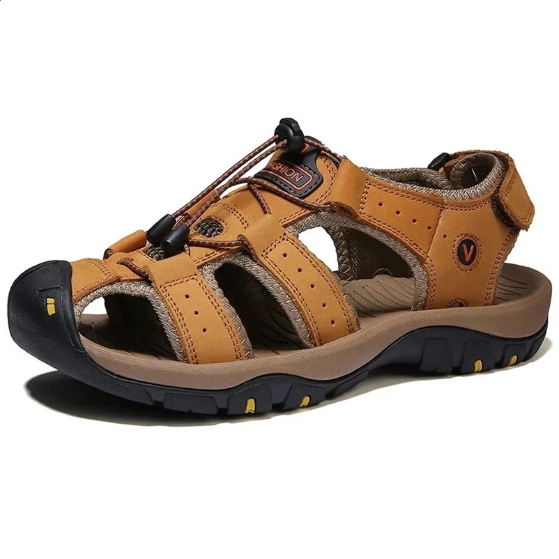Genuine Leather Men Shoes Summer Large Size Mens Sandals Men Sandals Fashion Sandals Slippers Big Size 38-47 250303bj