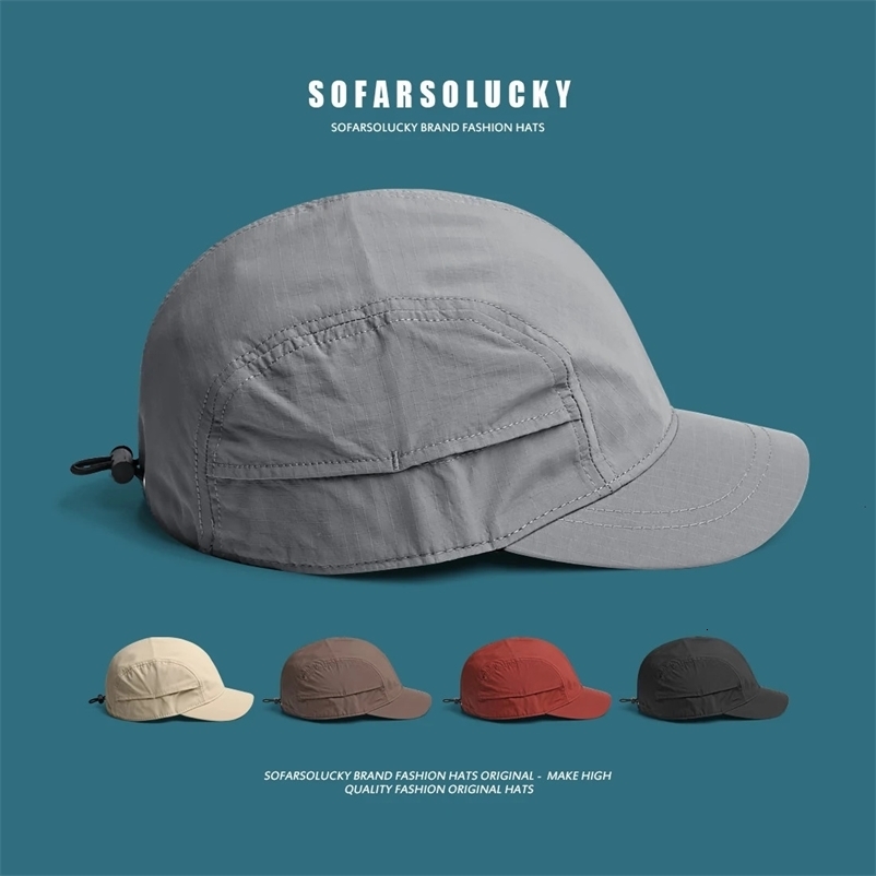 Japanese Thin Summer Outdoor Sunscreen Quick-drying Baseball Cap Mens Niche Short Brim Solid Color Light Board Baseball Cap 240515
