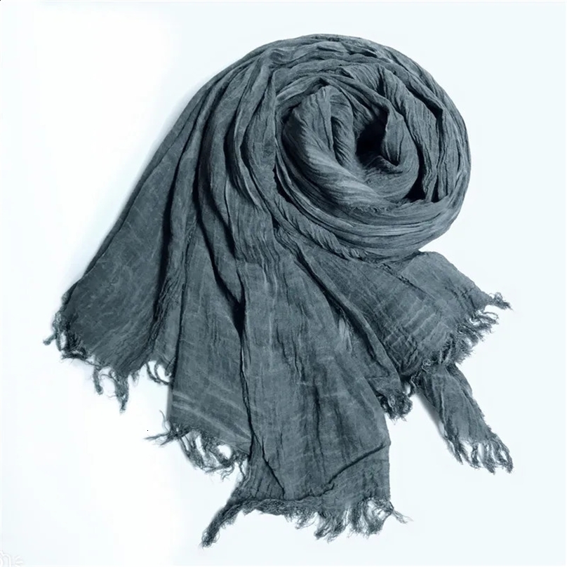 Japanese Style Unisex Cotton Linen Scarf Tie-dyed Autumn Winter Men Scarves Wraps Korean Fashion Mens Bufandas Male Accessories 241224