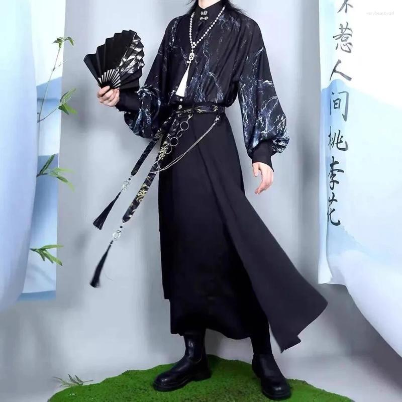 Men's Pants 2025 Summer Splicing Irregular Skirt Chinese Retro Fashion Trend Leisure Loose Breathable Niche Bottoms