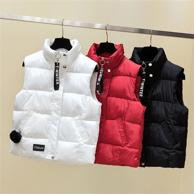 Winter Sleeveless Vests Coats Women Down Cotton Jacket Oversized Loose Casual Vest Autumn Solid Color Female Waistcoat 240823