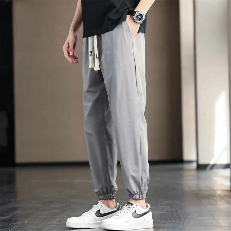 Arrival Summermen Pants Casual Fashion Men Sweatshorts Loose Trend Pants Men Ice Shreds Quick-Drying Ninth Pants 240823