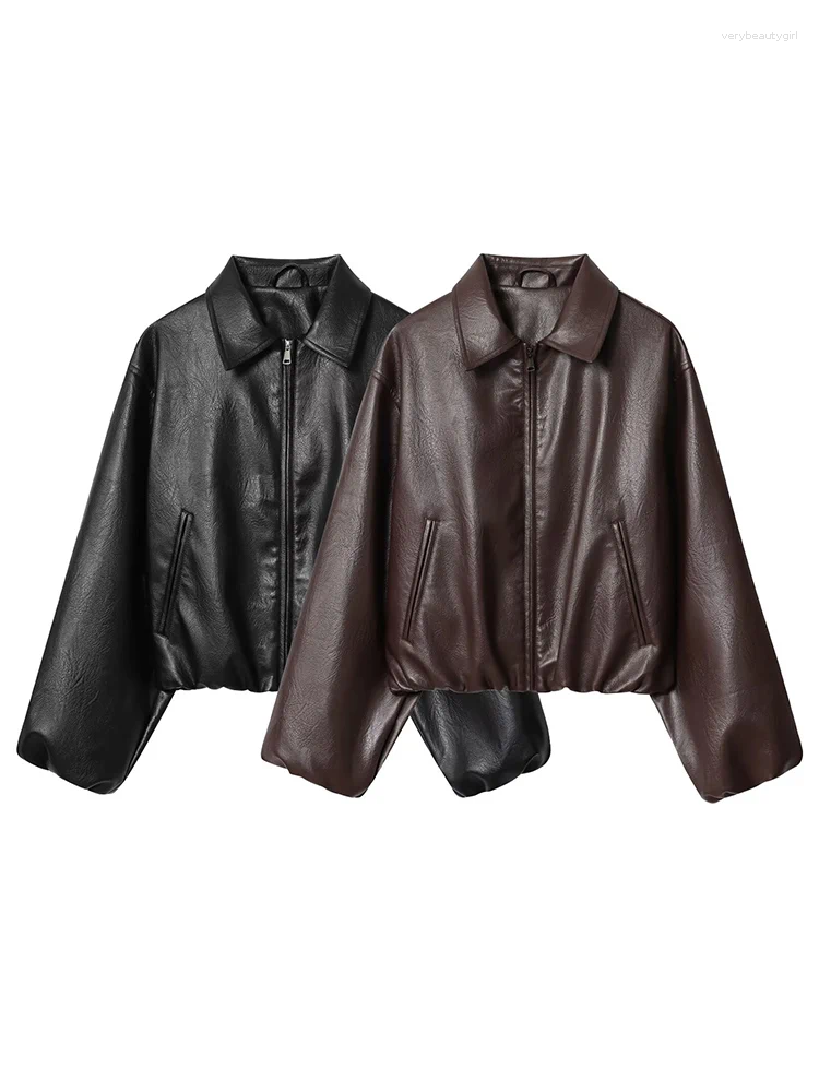 Women's Jackets 2025 Women Autumn PU Coats Causla Solid Loose Long Sleeve Female Elegant Street Jacket Outerwear Clothing