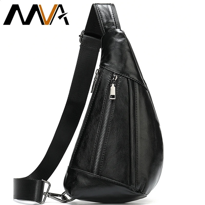 MVA Genuine Leather Bag Mens Crossbody Bag For Men Messenger Bags Men Leather Mens Shoulder/Chest Bags Small Chest Pack 7025 240729bj