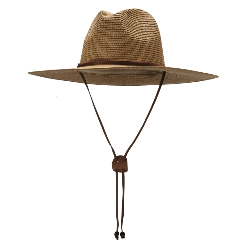 Wide Brim Hats Bucket Women Men Panama Straw Hat with Chin Strap Summer Garden Beach Sun UPF 50 230831bj
