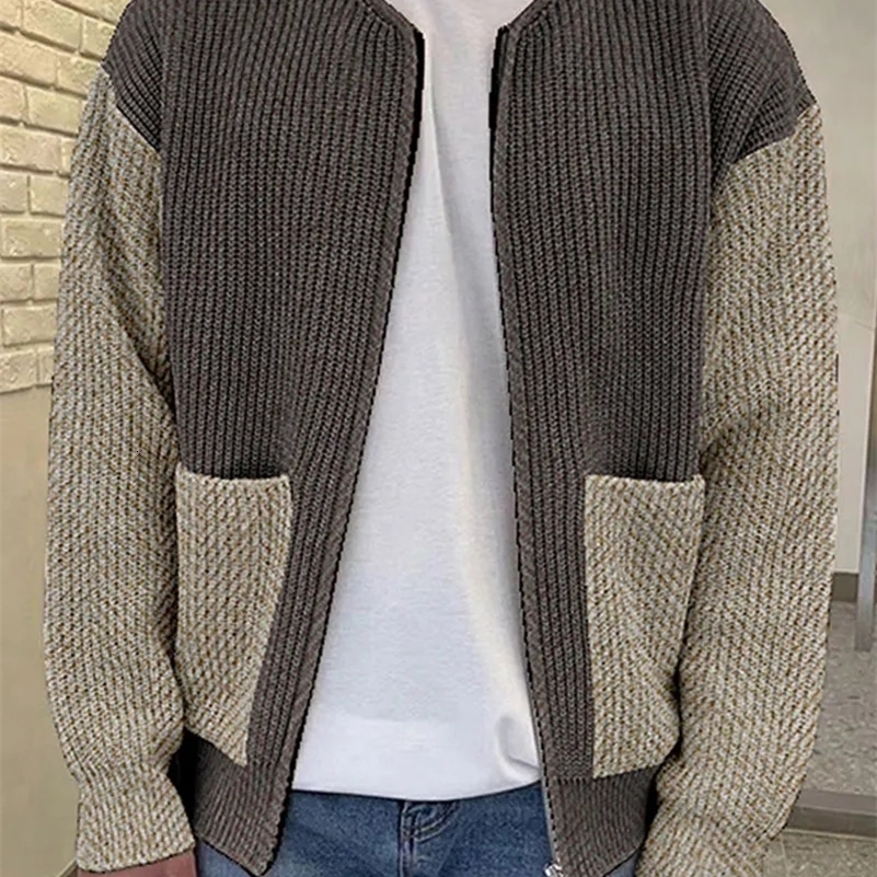 Mens Knitted Sweater Winter Thick Crew Neck Zipper Rib Knit Sweater Fashion Warm Casual Knitwear Coat Cardigan Men Clothing 240816