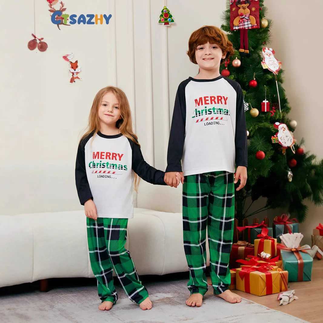Christmas letter printed longsleeved home wear childrens and adult parentchild set Christmas and New Year clothing X250923