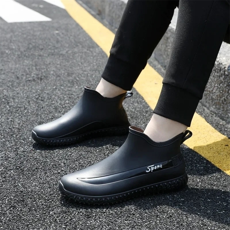 Short Rain Shoes Mens Anti-slip Wear-resistant Fishing Water Shoes Rubber Shoes Waterproof Rain Boots for Men 250213