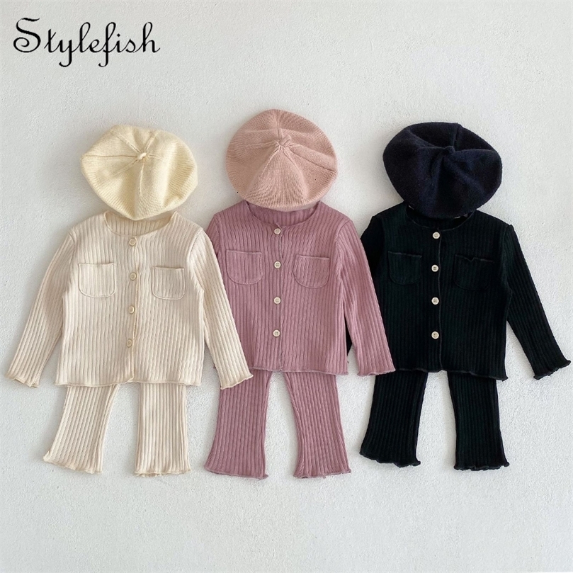 Clothing Sets Ins Baby Spring Boys and Girls Clothes Cotton 2Piece Simple Versatile Home Pajamas 230322