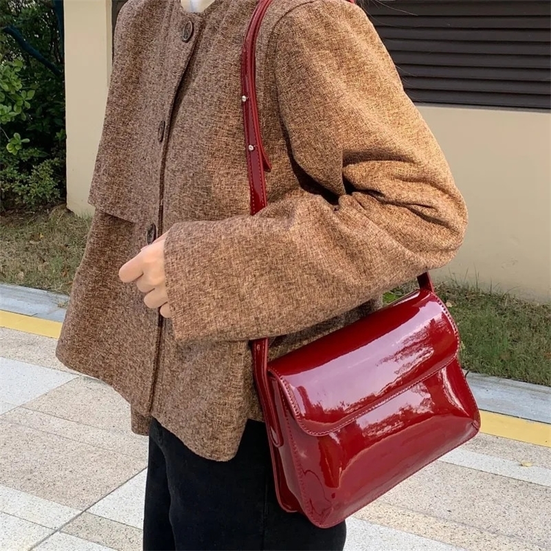 Fashion Patent leather lady Sling bag PU Leather Women phone Crossbody Bag small Ladies flap Shoulder Messenger Bag bolsas red 241224bj